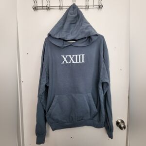 Others Follow Blue Hoodie with White Roman Numerals